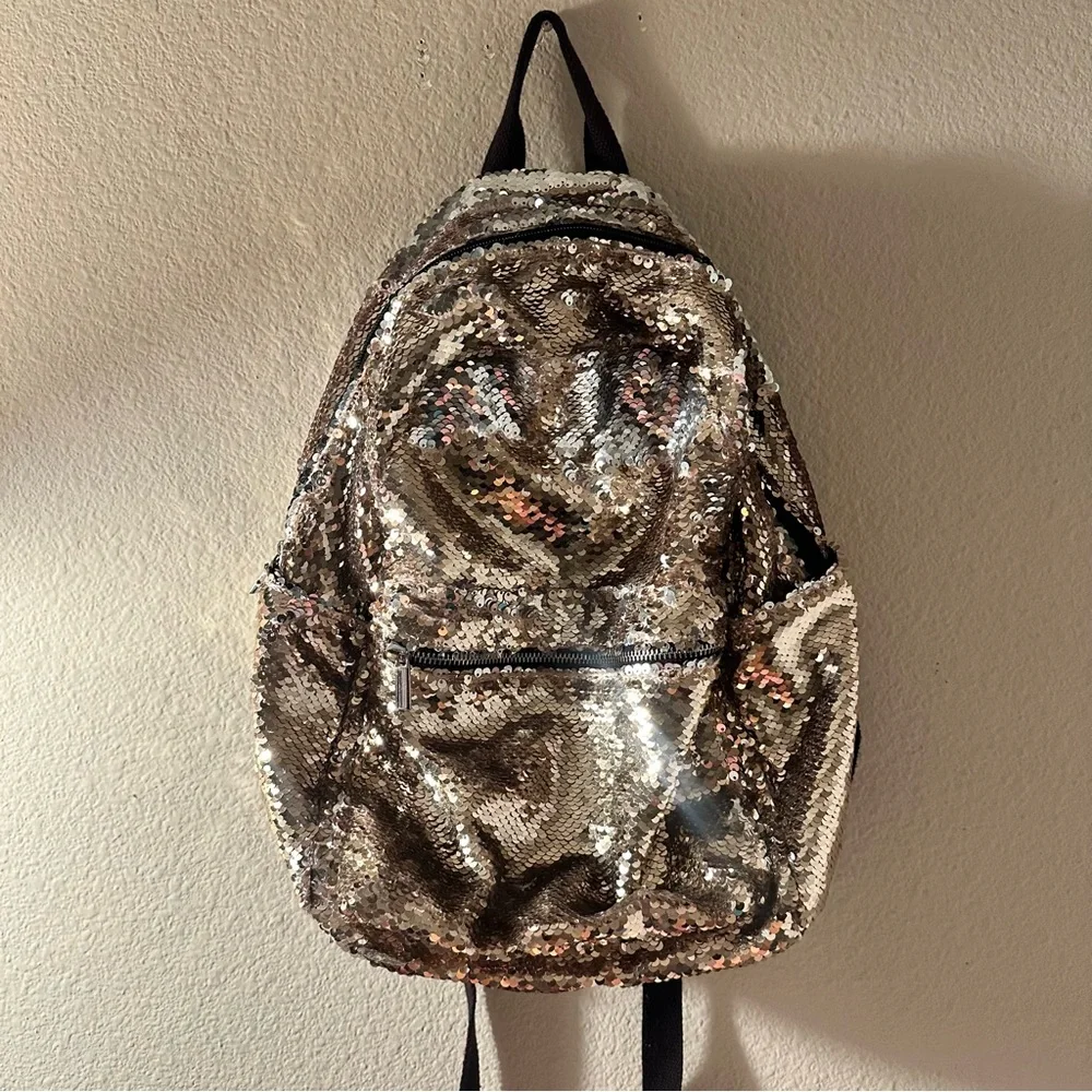 MalPolc Rose Gold Silver Sequin Backpack